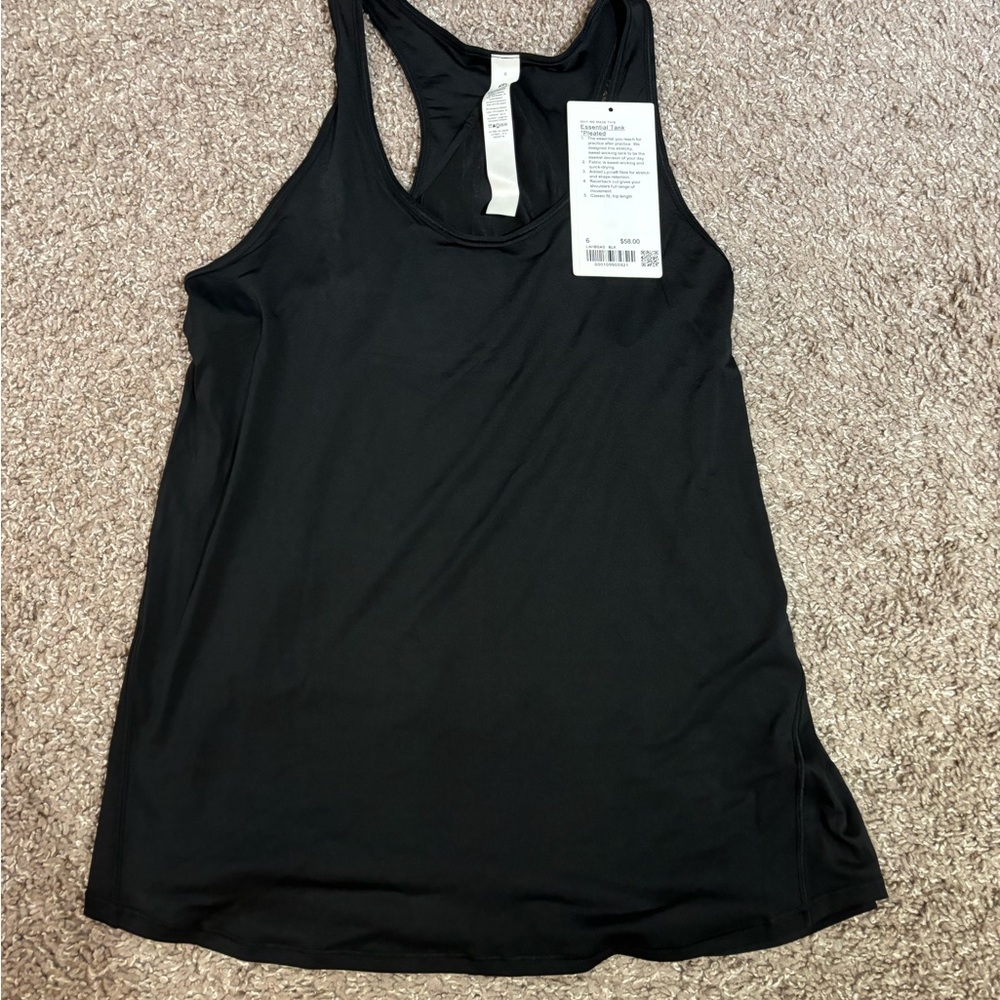 Lululemon Essential Tank Pleated Size 6 Black Women's Tank Top NWT